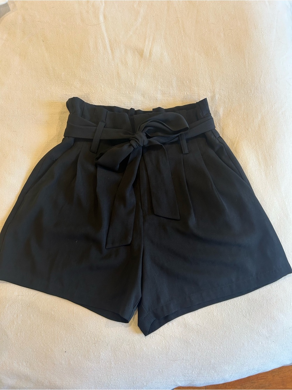 a new day Black Paperbag Waist Tie Shorts